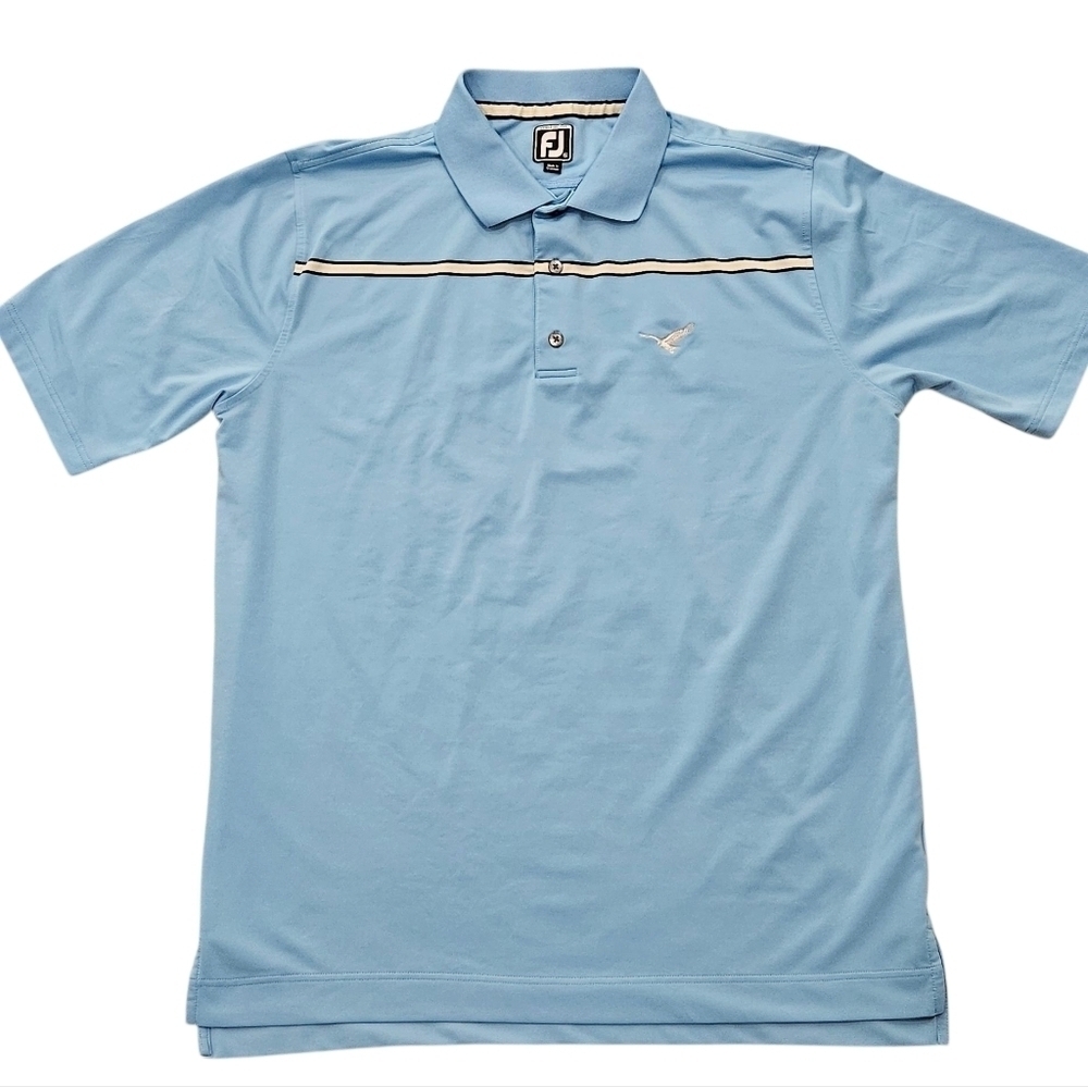 FootJoy Baby Blue Eagle Performance Golf Polo Shirt Quick Dry XL Athletic Fit